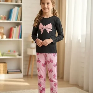 Pijama Infantil Dolemiso Modelo 99783 Para Niños Negro Moño Liso 10
