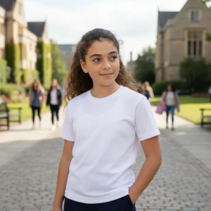 Remera Algodón Niña Colegial Blanca Manga Corta 6-16