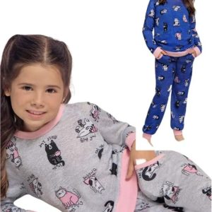 Pijama Invierno Nena, Niña Viscosa Estampado Lencatex 22951 Azul 4