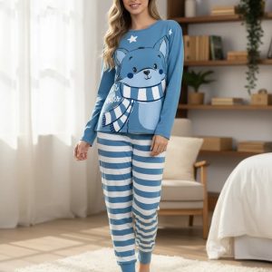 Pijama Invierno Mujer Jersey Algodón Lencatex 26301 Aero 1