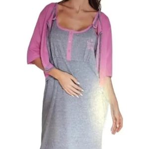 Camisón Maternal C/mañanita Y Cartera De Jersey Mijal 7300