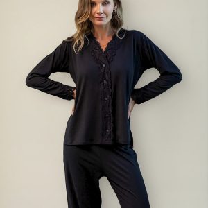 Pijama Invierno Mujer Modal Abrigado Bianca Secreta 25538 Negro 7