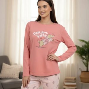 Pijama Invierno Mujer Jersey Algodón Lencatex 26303 Rosa 1