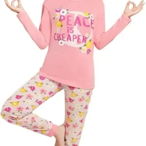 Pijama Invierno Mujer De Jersey Estampado Lencatex 22300 Coral M