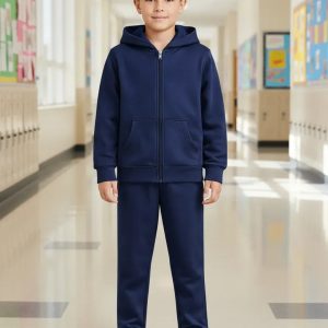 Conj. Colegial Campera C/capucha Pantalon ALG. Unisex 6 A 16 Azul Pantalon Recto 10