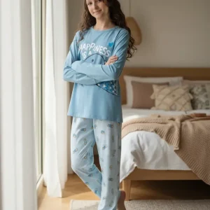 Pijama Invierno Cómodo Jersey Talle 4 Al 16 Lencatex 26921 Celeste 10