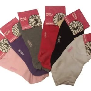 Pack X 6 Medias Mundo Soquete Dama Liso Color  Surtidas Único