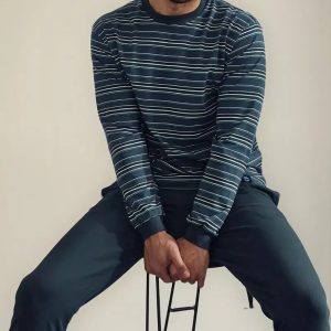 Pijama Invierno Hombre 100% Algodón Rayas C/puño Tipico 736