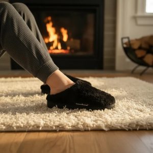 Pantufla Mujer Chinela Acolchonadas Invierno Susurro 2000 Negro Liso 2