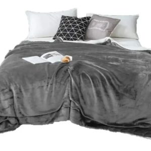 Frazada Flannel Con Corderito Liso Luxury Collection - Queen