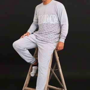 Pijama Invierno Hombre Jersery Estampado Marcela Koury 4150