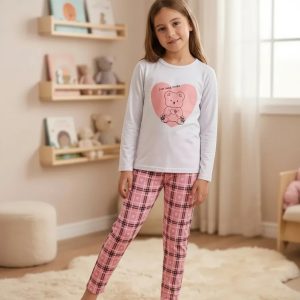 Pijama Infantil Dolemiso Modelo 99783 Para Niños Blanco Corazon Liso 10