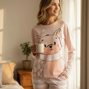 Pijama Invierno Mujer Jersey Algodón Lencatex 26301 Rosa 1