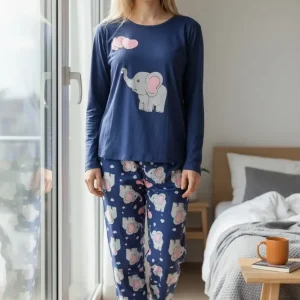 Pijama Algodon Modal C/lycra Art 31729 Por Talle Azul Elefante 2xl 3xl